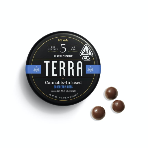 Terra Bites - Blueberry - 20 Pieces - 5mg THC - Chocolate Bites - Kiva Confections - Hybrid