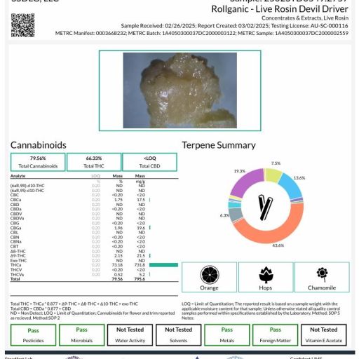 Devil Driver - 66.33% - Live Rosin - ROLLGANIC - Sativa