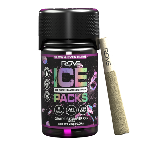 Grape Stomper OG - 5pk - 46.8% - 5 - 0.5g Triple Infused Pre Rolls - ROVE - Indica