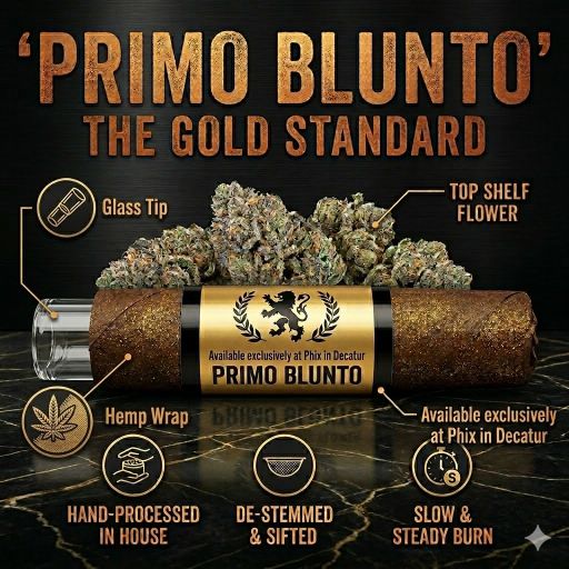 Primo Blunto - 2g Full Flower Blunt with Glass Tip and Hemp Wrap - 2g - PHIX - N/A
