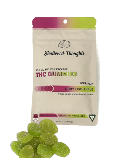 Ruby Limeapple - 10 Pieces - 20mg THC Gummies - Shattered Thoughts - Hybrid