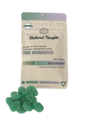 Dazzleberry - 10 Pieces - 20mg THC : 4mg CBD : 4mg CBN : 4mg CBG : 4mg CBC - Gummies - Shattered Thoughts - Hybrid