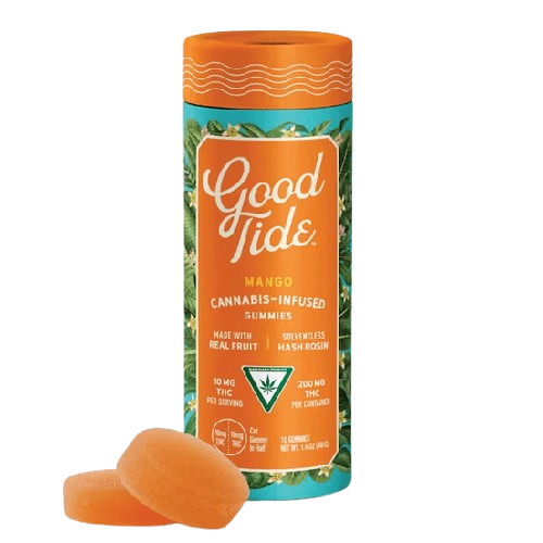 Mango - Mellow - 10 Pieces - 20mg THC - Hash Rosin Gummies - GOOD TIDE - Indica